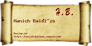 Hanich Balázs névjegykártya